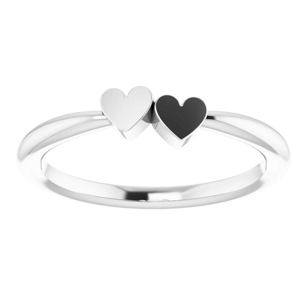 Sterling Silver 2-Heart Family Engravable Ring