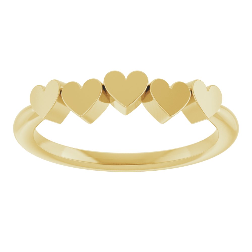 14K Yellow 5-Heart Family Engravable Ring