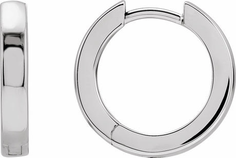 14K White Gold Hinged 16 mm Hoop Earrings