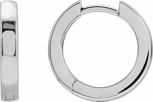 14K White Gold Hinged 16 mm Hoop Earrings