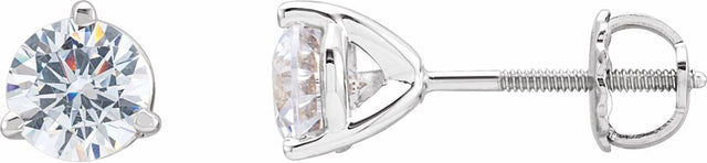 14K White 5.7 mm Imitation White Cubic Zirconia Stud Earrings