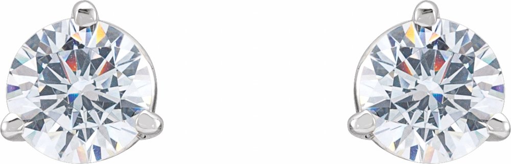 14K White 5.7 mm Imitation White Cubic Zirconia Stud Earrings