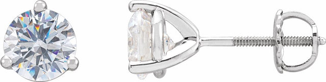 14K White Gold 6.5 mm Imitation White Cubic Zirconia Stud Earrings