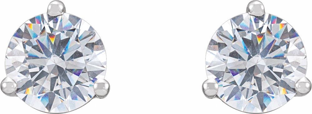 14K White Gold 6.5 mm Imitation White Cubic Zirconia Stud Earrings