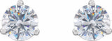 14K White Gold 6.5 mm Imitation White Cubic Zirconia Stud Earrings