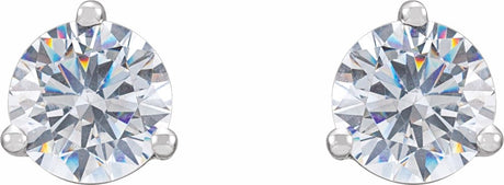 14K White 6.5 mm Imitation White Cubic Zirconia Stud Earrings