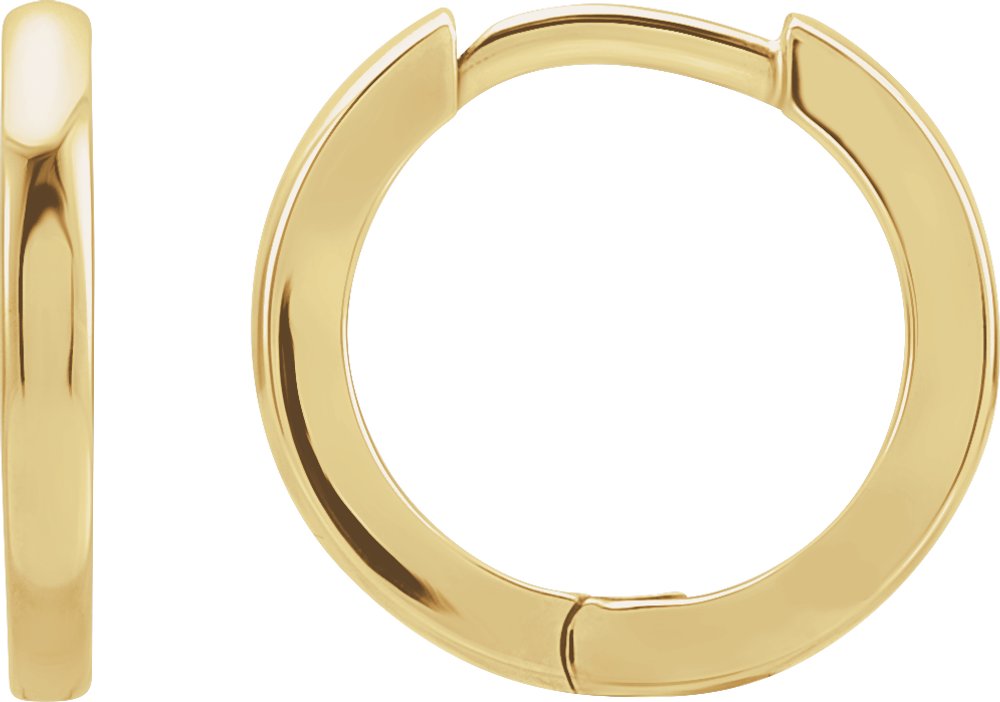 14K Yellow Gold Hinged 12.5 mm Hoop Earrings