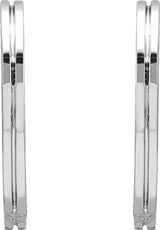 14K White Gold Grooved Hinged 15 mm Huggie Hoop Earrings