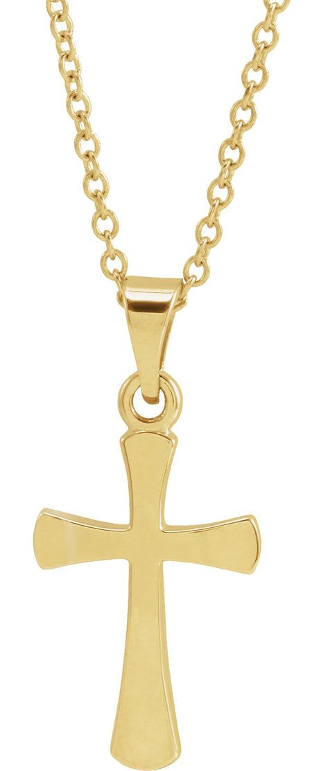 14K Yellow Cross 18" Necklace