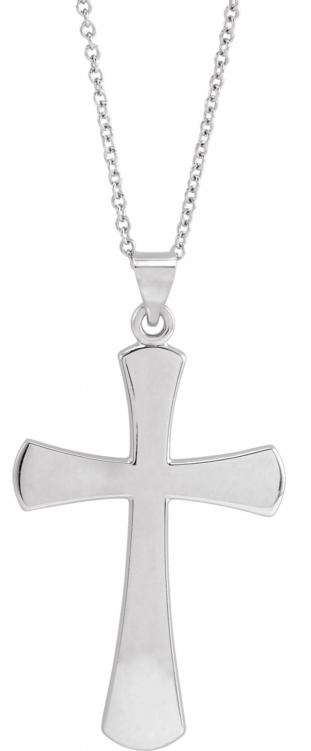 14K White Cross 18" Necklace