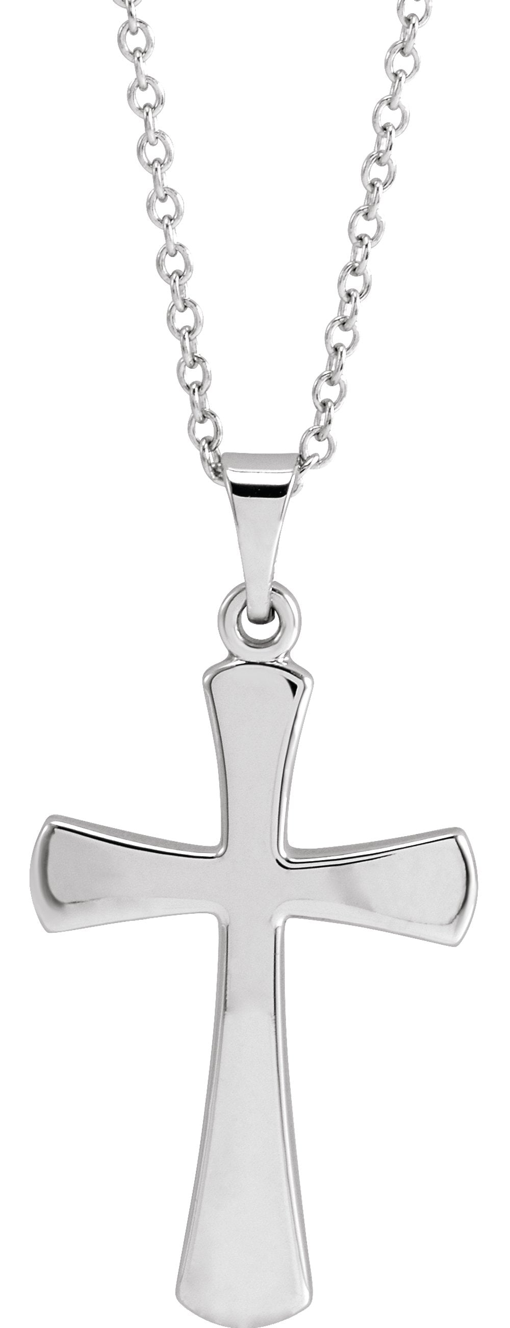 14K White Cross 18" Necklace