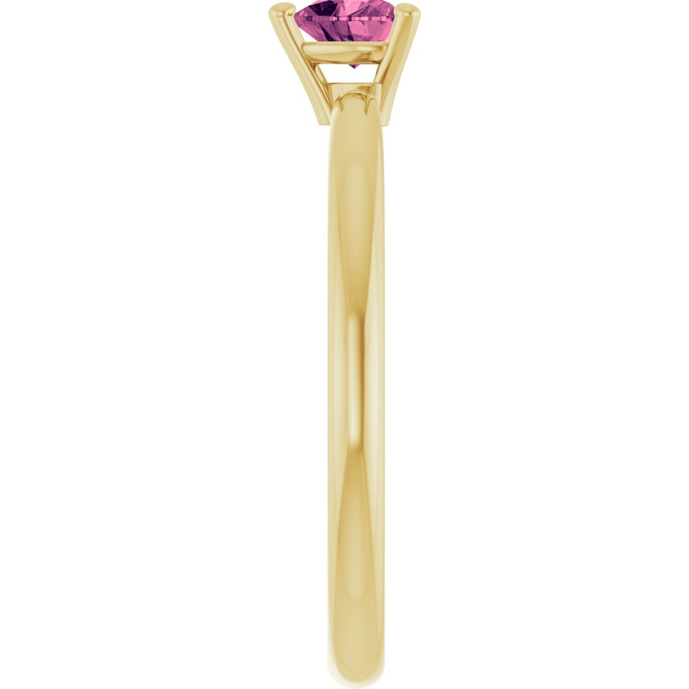 14K Yellow Natural Pink Tourmaline Heart Solitaire Ring