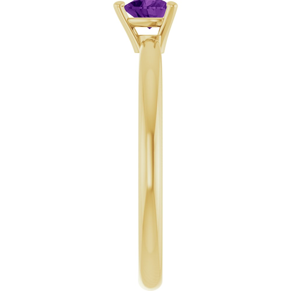 14K Yellow Natural Amethyst Heart Solitaire Ring