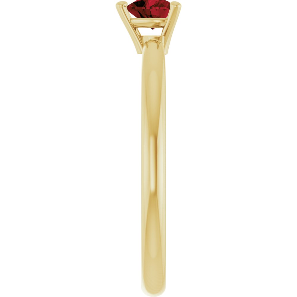 14K Yellow Gold Natural Mozambique Garnet Heart Solitaire Ring