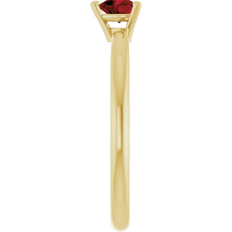 14K Yellow Gold Natural Mozambique Garnet Heart Solitaire Ring