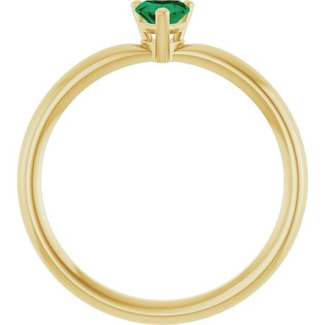14K Yellow Gold Lab-Grown Emerald Heart Solitaire Ring