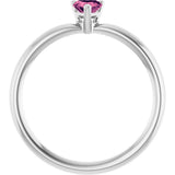 Sterling Silver Natural Pink Tourmaline Heart Solitaire Ring