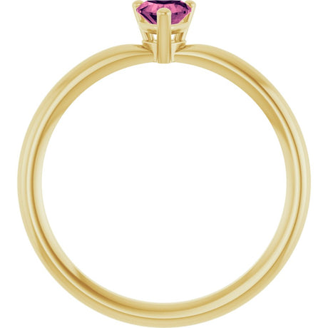 14K Yellow Gold Natural Pink Tourmaline Heart Solitaire Ring