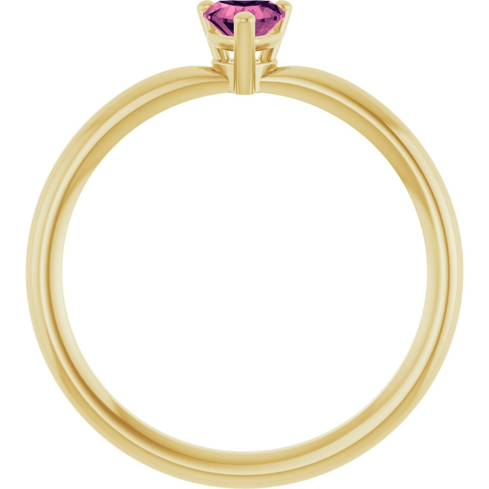 14K Yellow Gold Natural Pink Tourmaline Heart Solitaire Ring