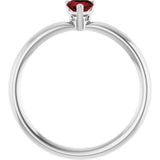 Sterling Silver Natural Mozambique Garnet Heart Solitaire Ring