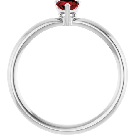 Sterling Silver Natural Mozambique Garnet Heart Solitaire Ring