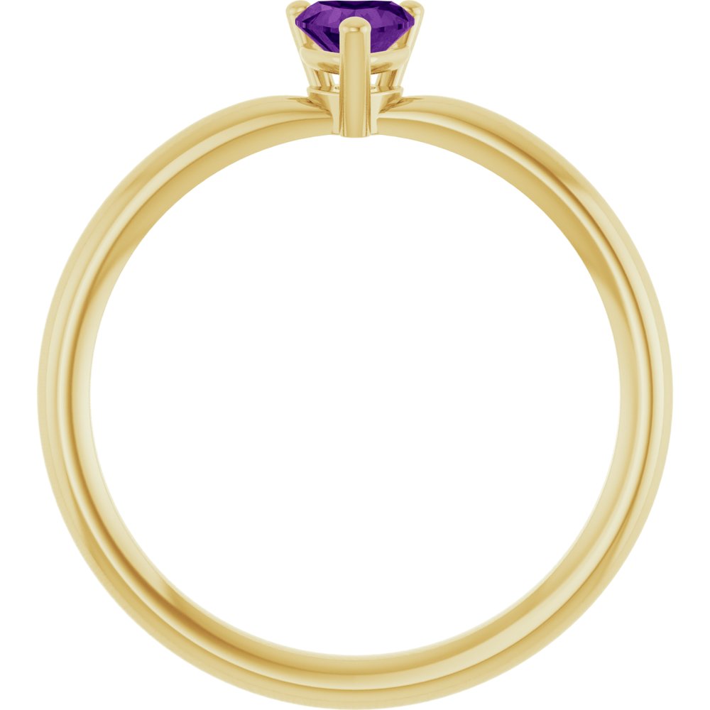 14K Yellow Natural Amethyst Heart Solitaire Ring