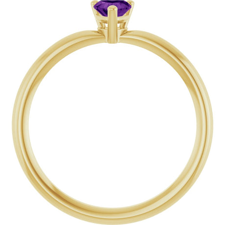 14K Yellow Natural Amethyst Heart Solitaire Ring