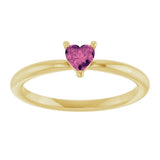 14K Yellow Gold Natural Pink Tourmaline Heart Solitaire Ring
