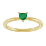 14K Yellow Gold Lab-Grown Emerald Heart Solitaire Ring