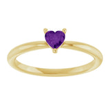 14K Yellow Natural Amethyst Heart Solitaire Ring