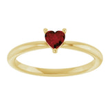 14K Yellow Gold Natural Mozambique Garnet Heart Solitaire Ring
