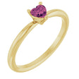 14K Yellow Gold Natural Pink Tourmaline Heart Solitaire Ring