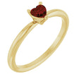 14K Yellow Gold Natural Mozambique Garnet Heart Solitaire Ring
