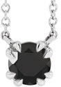 Sterling Silver Natural Black Onyx Solitaire 18" Necklace