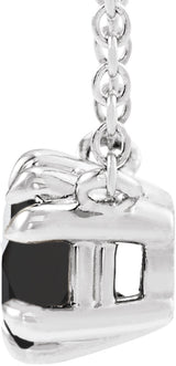 Sterling Silver Natural Black Onyx Solitaire 18" Necklace