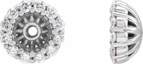 14K White Gold 1/8 CTW Natural Diamond Earring Jackets with 3.6 mm ID