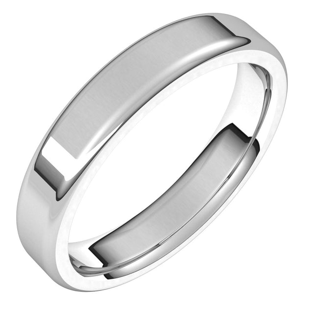 14K White 4 mm Flat Comfort Fit Round Edge Band Size 5