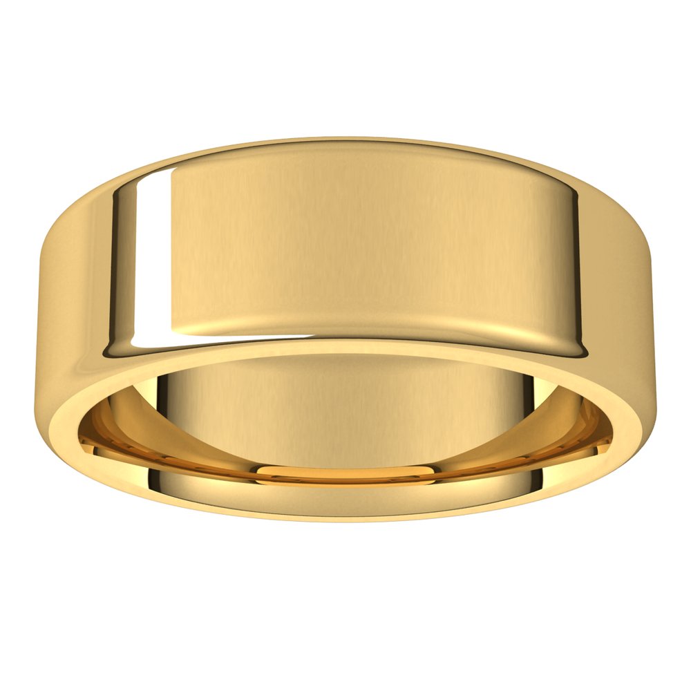 14K Yellow 7 mm Flat Comfort Fit Round Edge Band