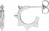 14K White Spike 13.43 mm Hoop Earrings