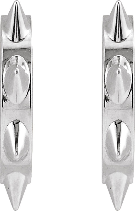Sterling Silver Spike 13.43 mm Hoop Earrings