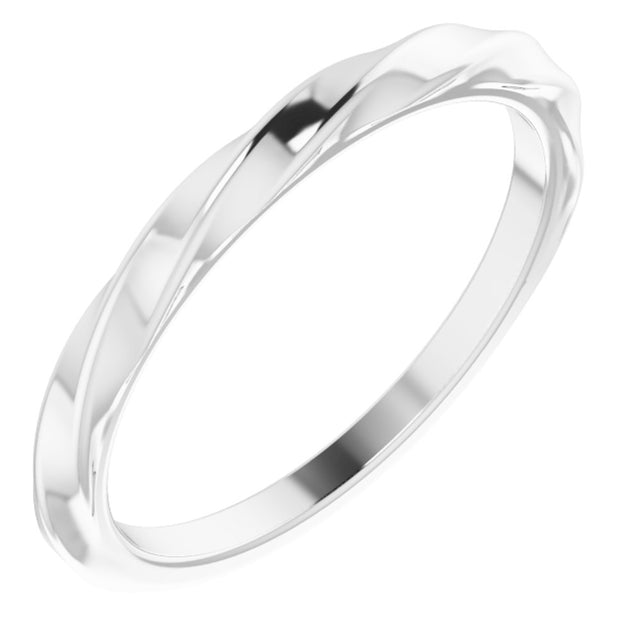 14K White Twisted Stackable Ring