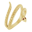 14K Yellow Natural Mozambique Garnet Snake Ring