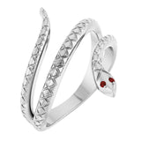 Sterling Silver Natural Mozambique Garnet Snake Ring