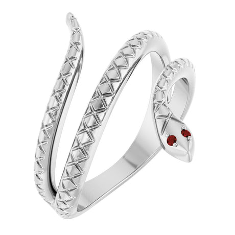 Sterling Silver Natural Mozambique Garnet Snake Ring