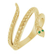 14K Yellow Natural Emerald Snake Ring