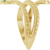 14K Yellow Natural Emerald Snake Ring