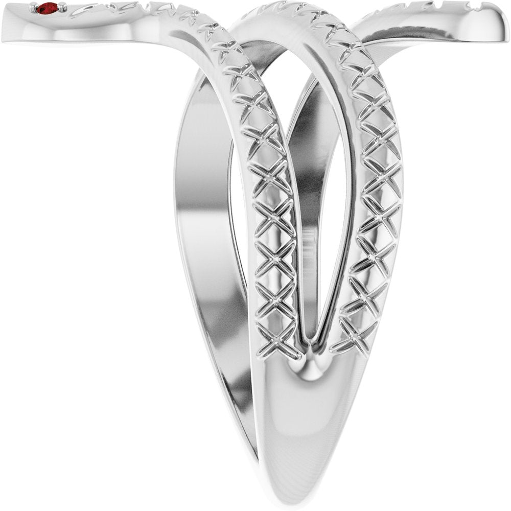 Sterling Silver Natural Mozambique Garnet Snake Ring