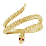 14K Yellow Natural Mozambique Garnet Snake Ring