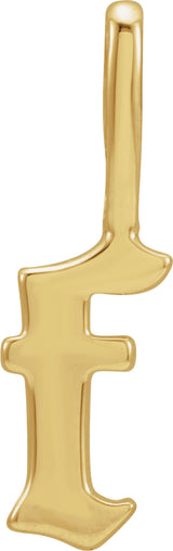 14K Yellow Gothic Initial F Charm/Pendant