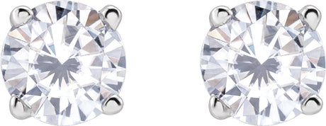 Sterling Silver 4 mm Imitation White Cubic Zirconia Earrings